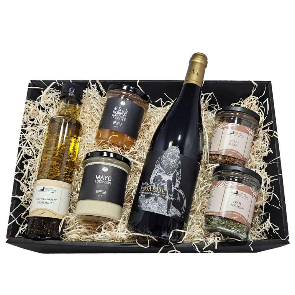 Festlig Gavekurv med Tapas og Rødvin – Perfekt til Fejring!